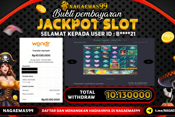 NAGAEMAS99 JACKPOT SLOT SHARK HUNTER Rp10.131.000